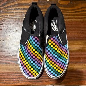 Vans Kids' Colorful Checkered Slip-On Sneakers